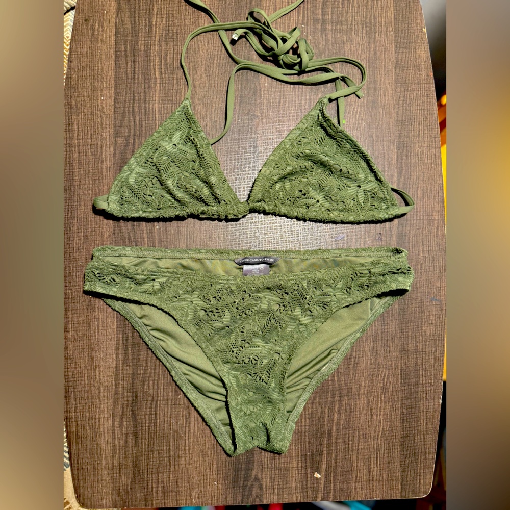 Women’s - Vince Camuto Army Green Bikini Top and Bottom - Small